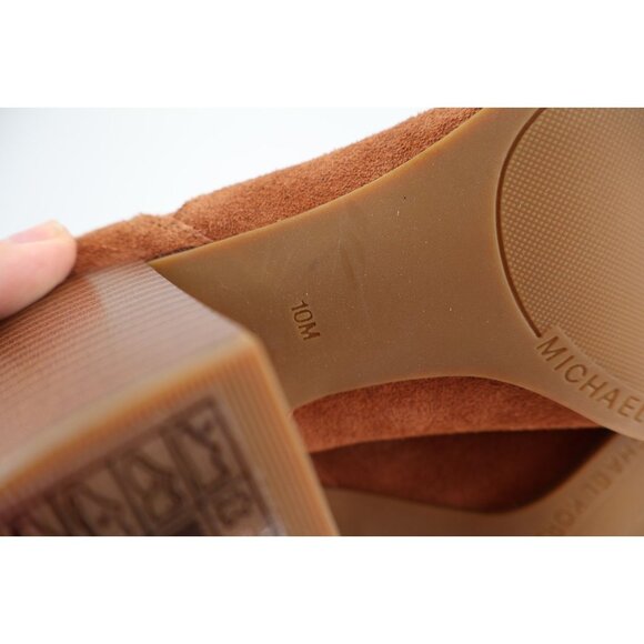 Michael Michael Kors Evaline Heeled High Heeled Ankle Boots Brown Suede Size 10 - Picture 11 of 13